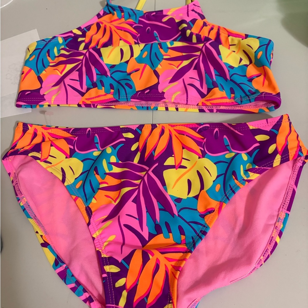 Catalina Pink and Purple Bikini Set with Tropical Print NWOT
